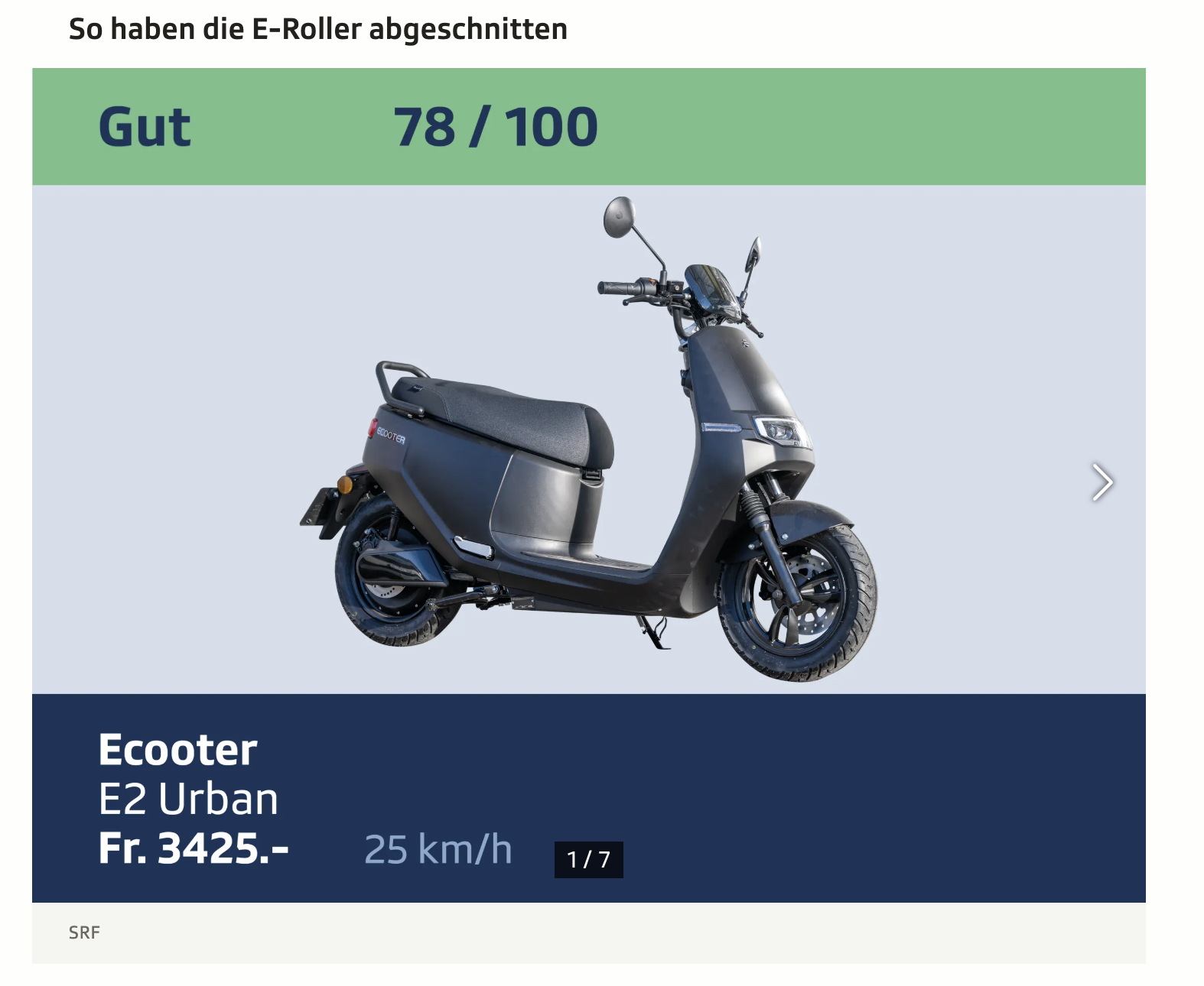 Ecooter E2 Urban Kassensturz